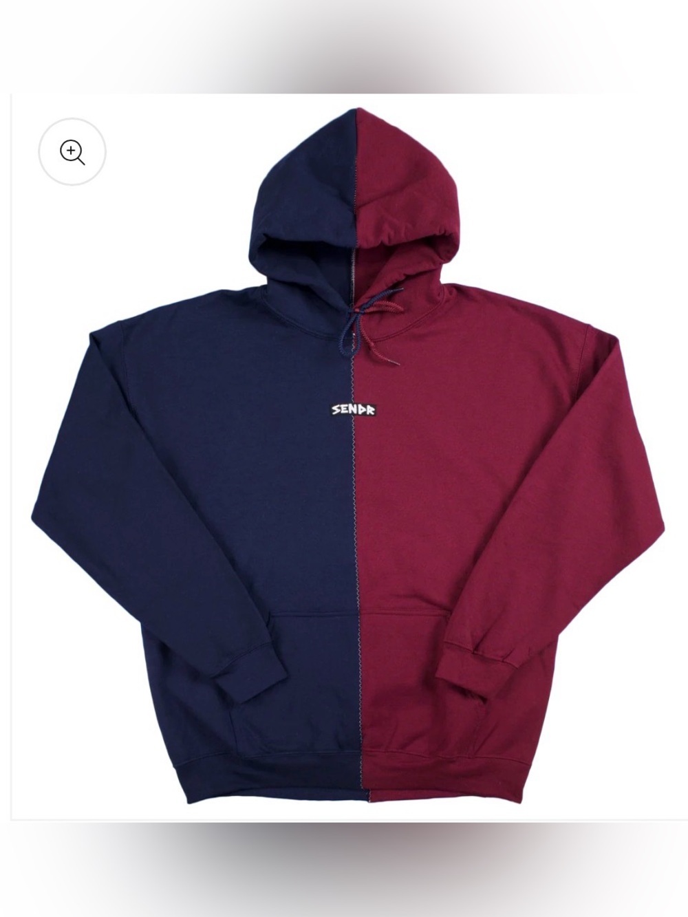 Sendr Men's Two-Tone Navy and Maroon Hoodie